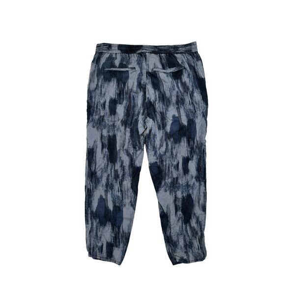 GAP Blue Brushstrokes Lyocell Track Pant Size Large Womens Elastic Waist Pockets - Picture 2 of 8